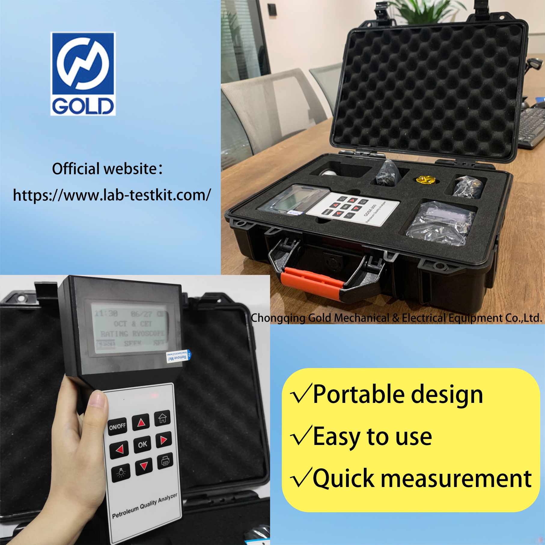 ASTM D2699 Portable Gasoline Octane Number at Diesel Cetane Number Analyzer ASTM D4737